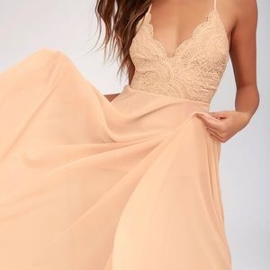 Lulu’s Madalyn Blush Lace Dress - Blush